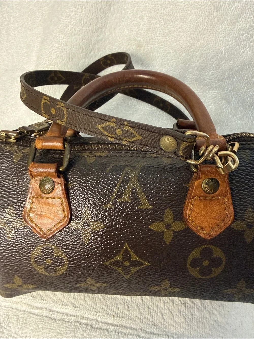 Louis Vuitton Mini Speedy Satchel and Authentic Louis Vuitton strap
